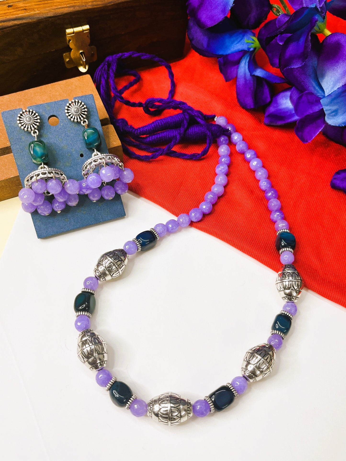 Agate Regal Bloom Necklace Set