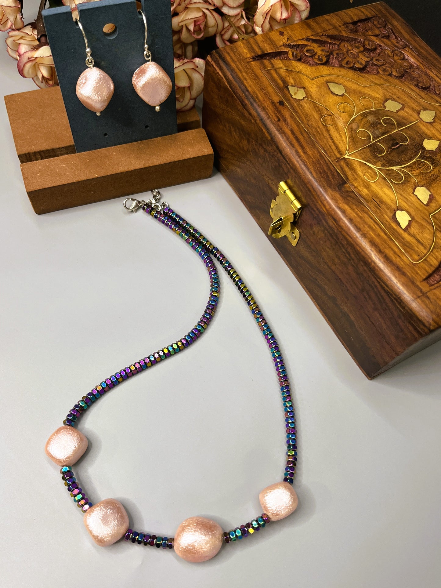 Rainbow Nut Bead Necklace Set