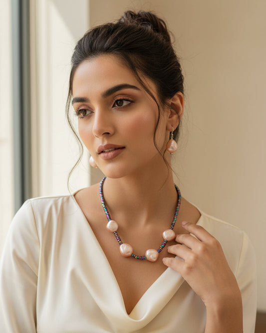 Rainbow Nut Bead Necklace Set