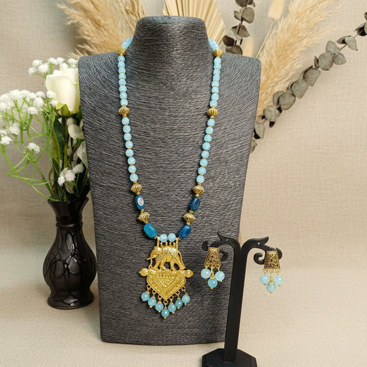 Graceful Elephant Pendant Necklace Set