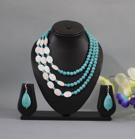 Aqua Pearl Fusion Necklace Set