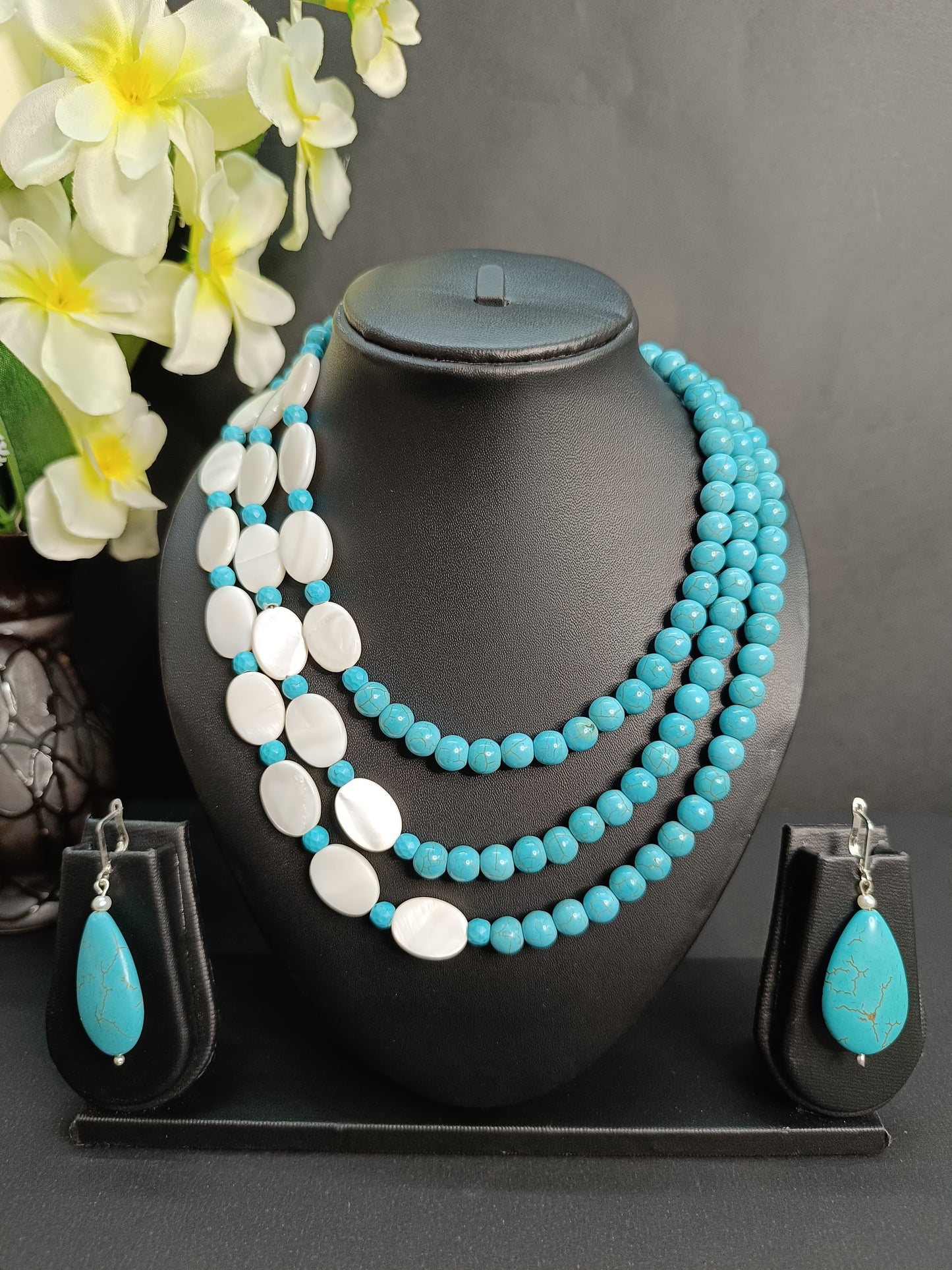 Aqua Pearl Fusion Necklace Set