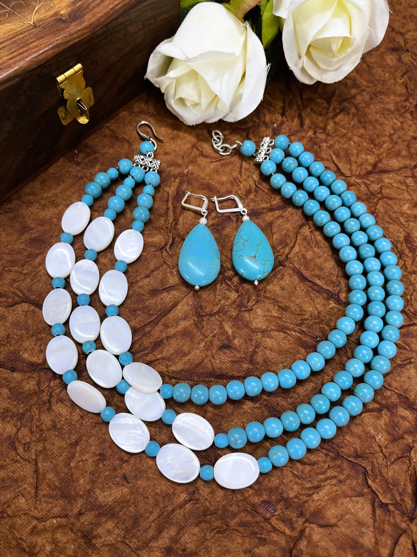 Aqua Pearl Fusion Necklace Set