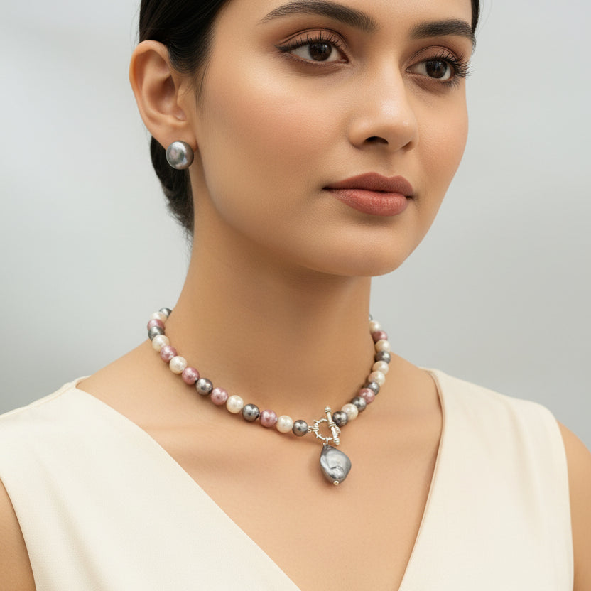 Pearl Noir Elegance Necklace Set