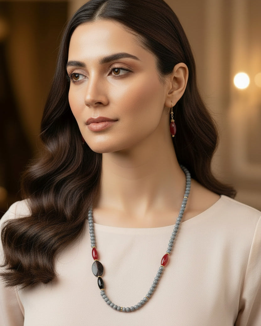 Sophisticated Gray Necklace Set