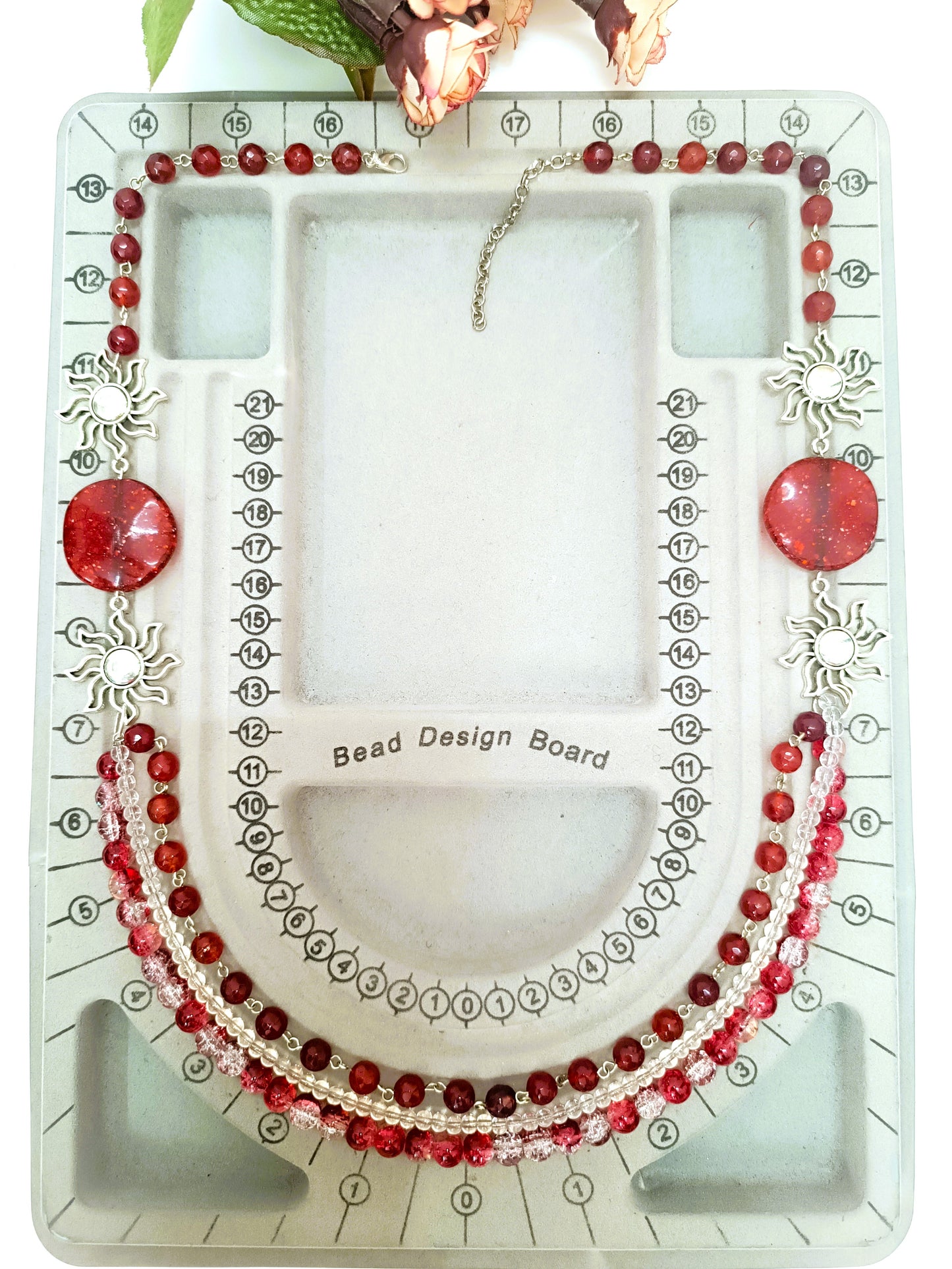 Maroon Sun Charm Necklace Set