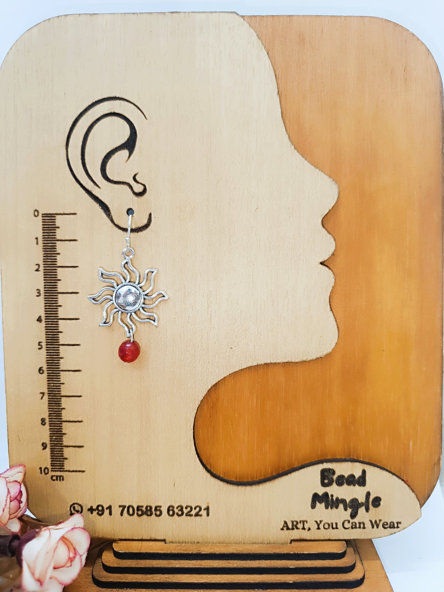 Maroon Sun Charm Necklace Set