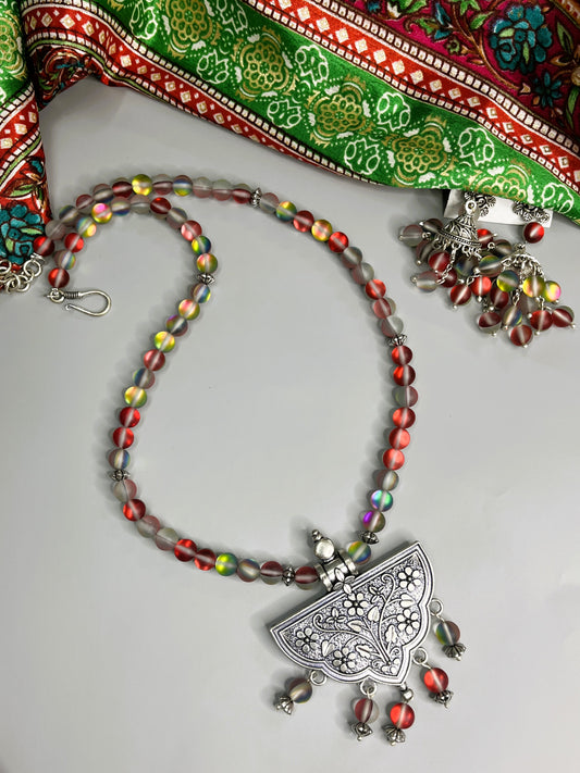 Mermaid Wine-Red Necklace Set