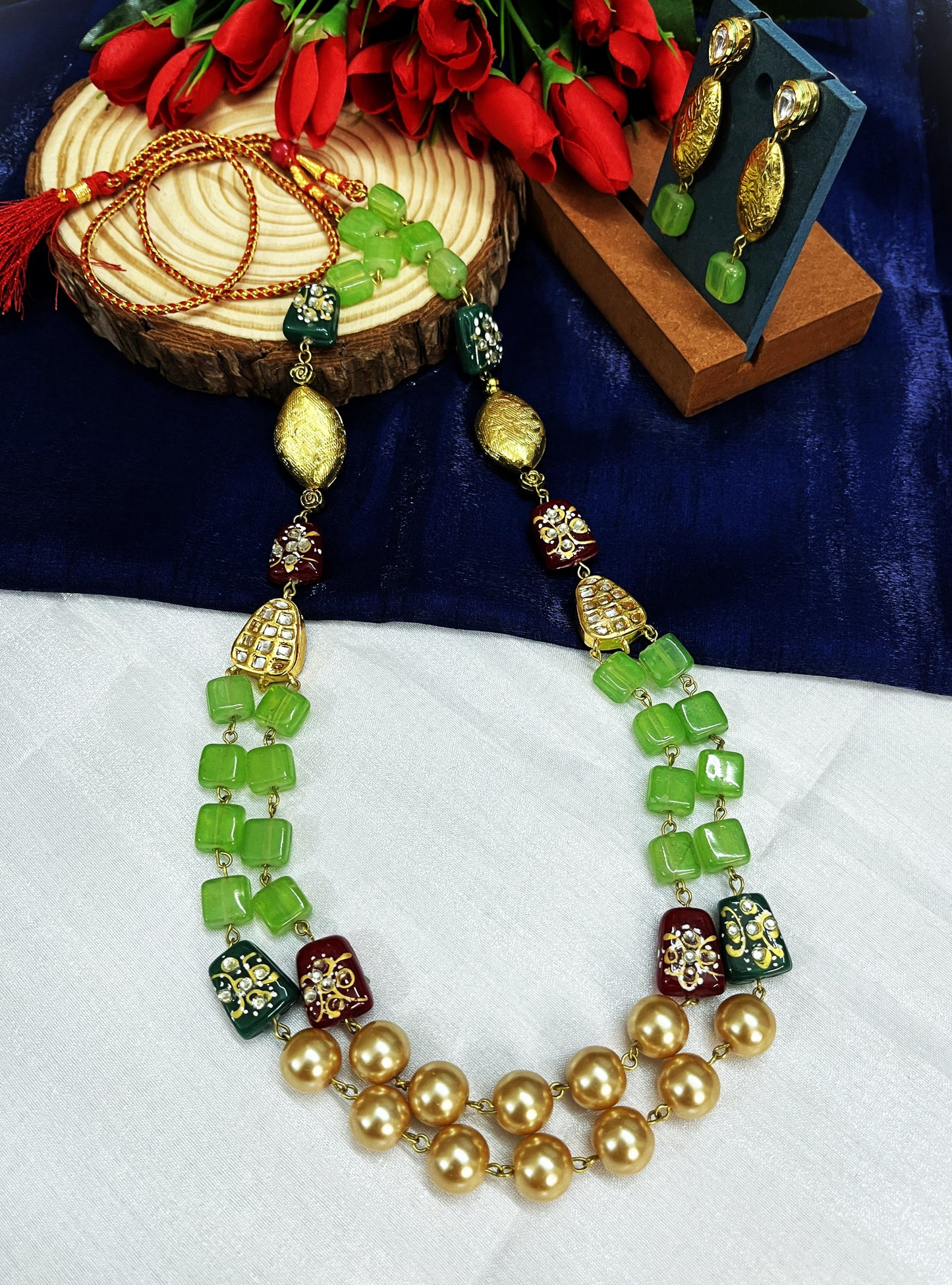 Golden Kiwi Layered Necklace Set