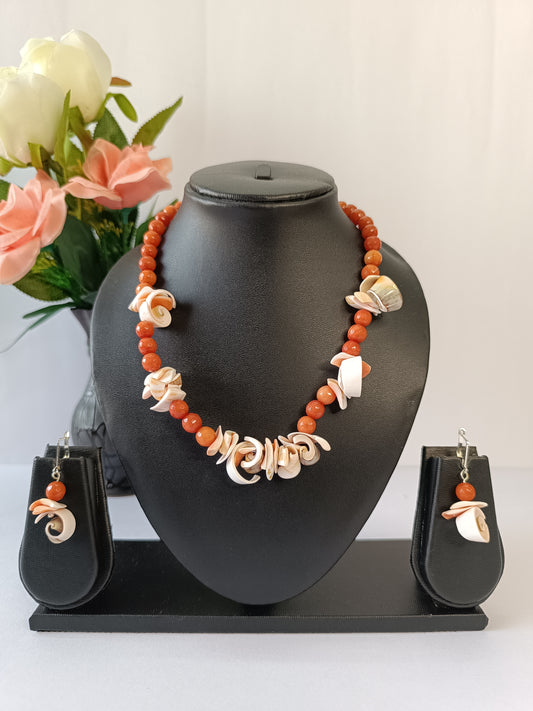 Rose Petal Carnelian Necklace Set