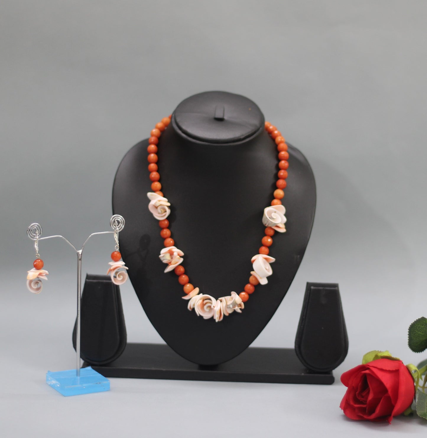 Rose Petal Carnelian Necklace Set