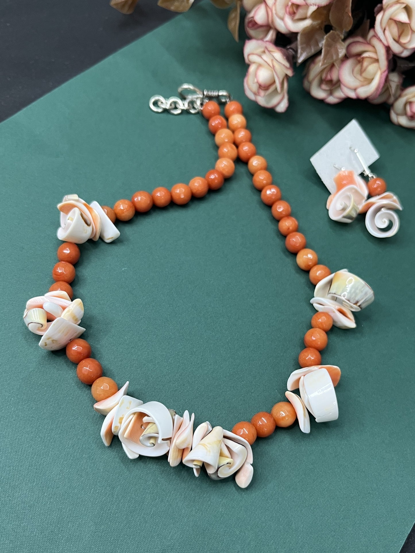 Rose Petal Carnelian Necklace Set
