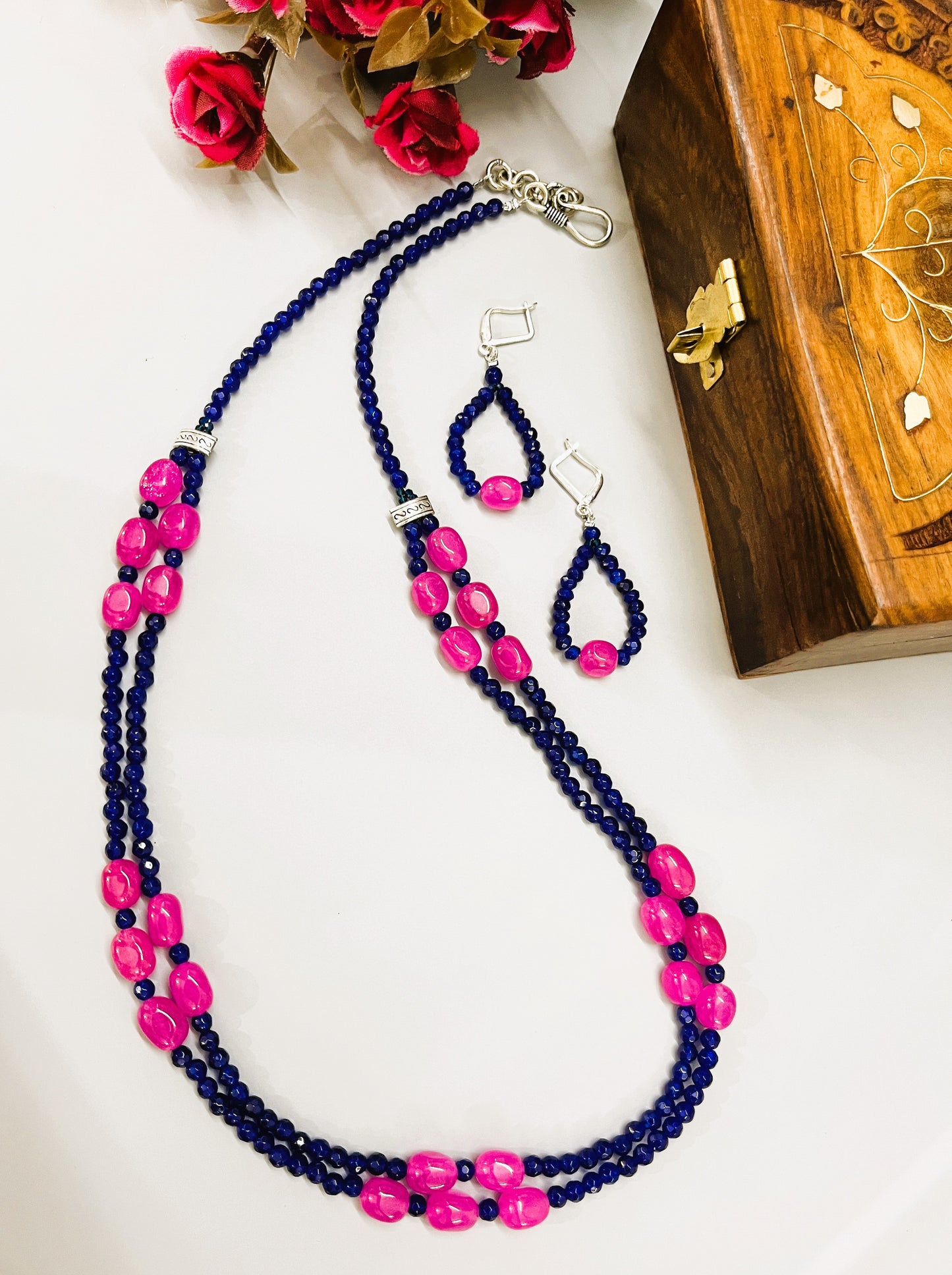 Blue Lapis Lazuli Gemstone Necklace Set