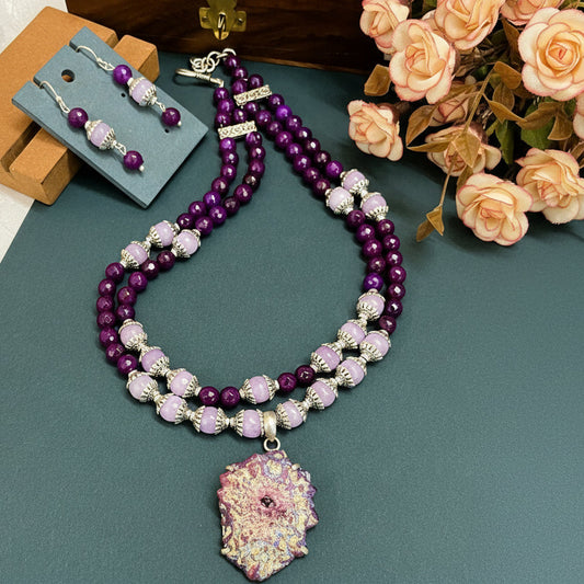 Mystic Glow Purple Druzy Necklace-Set