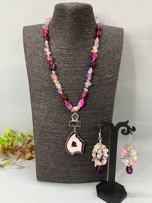 Natural Glow Rose Necklace Set