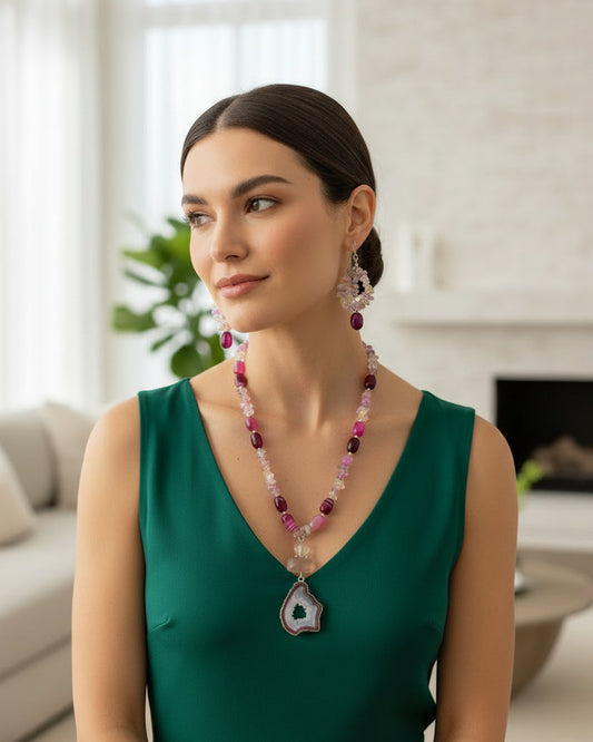 Natural Glow Rose Necklace Set