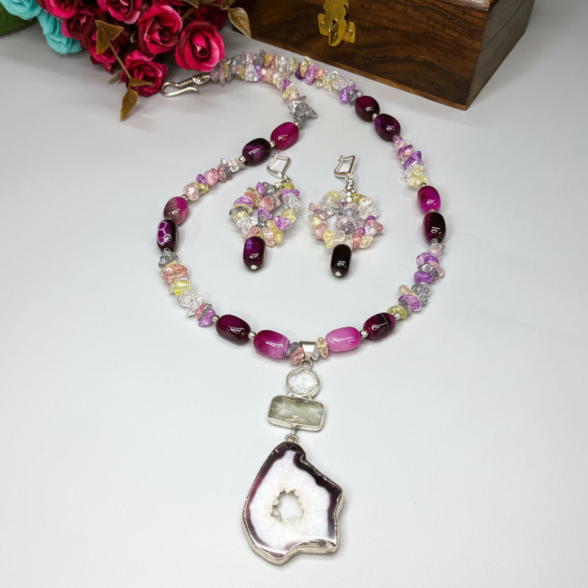 Natural Glow Rose Necklace Set