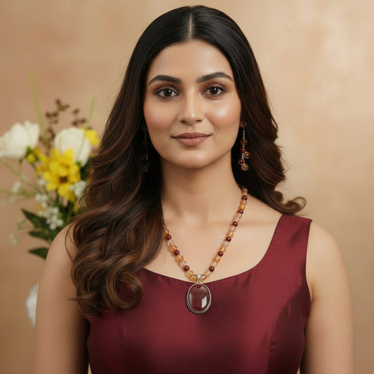 Brown Red Jasper Necklace Set