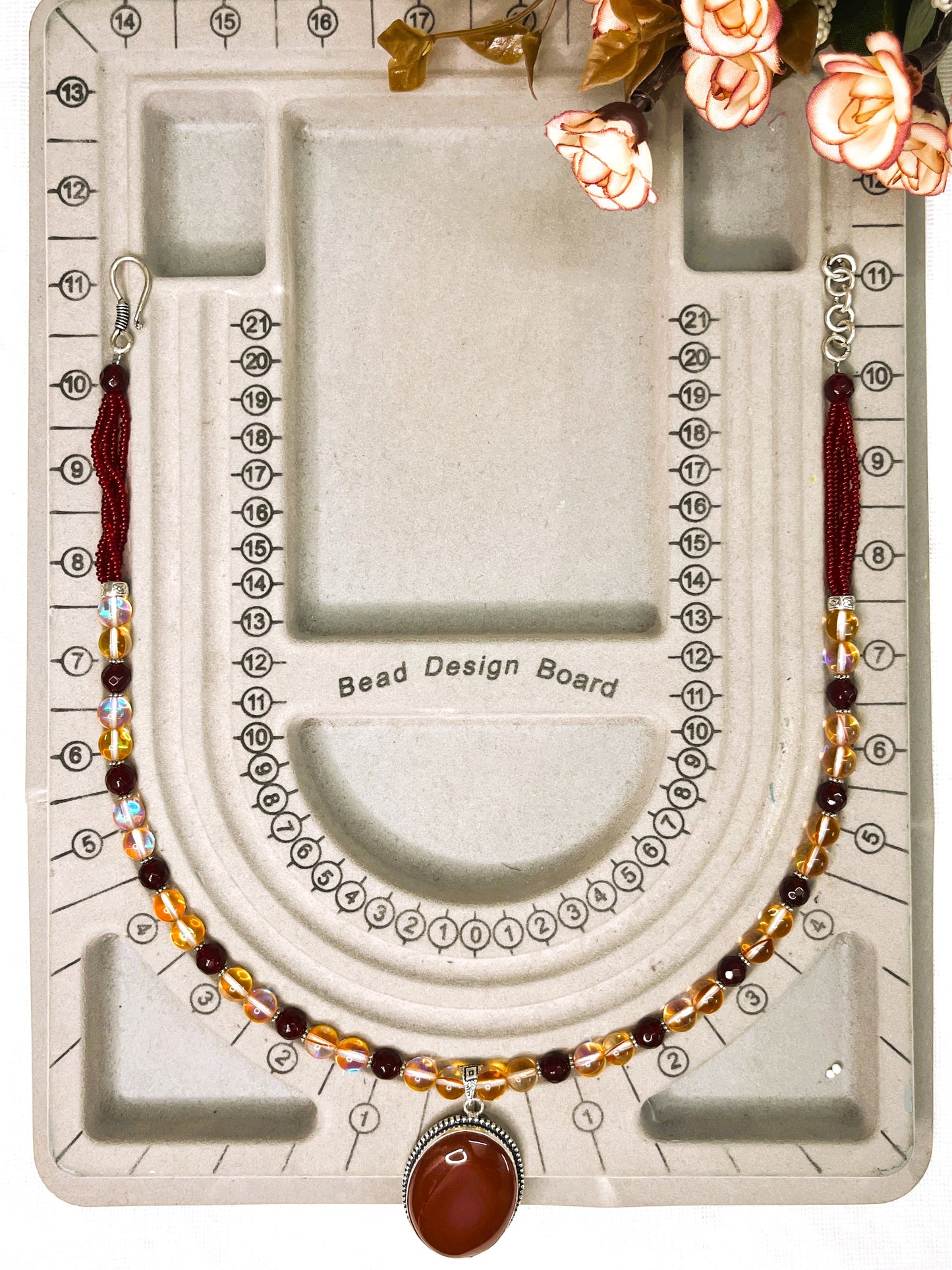Brown Red Jasper Necklace Set