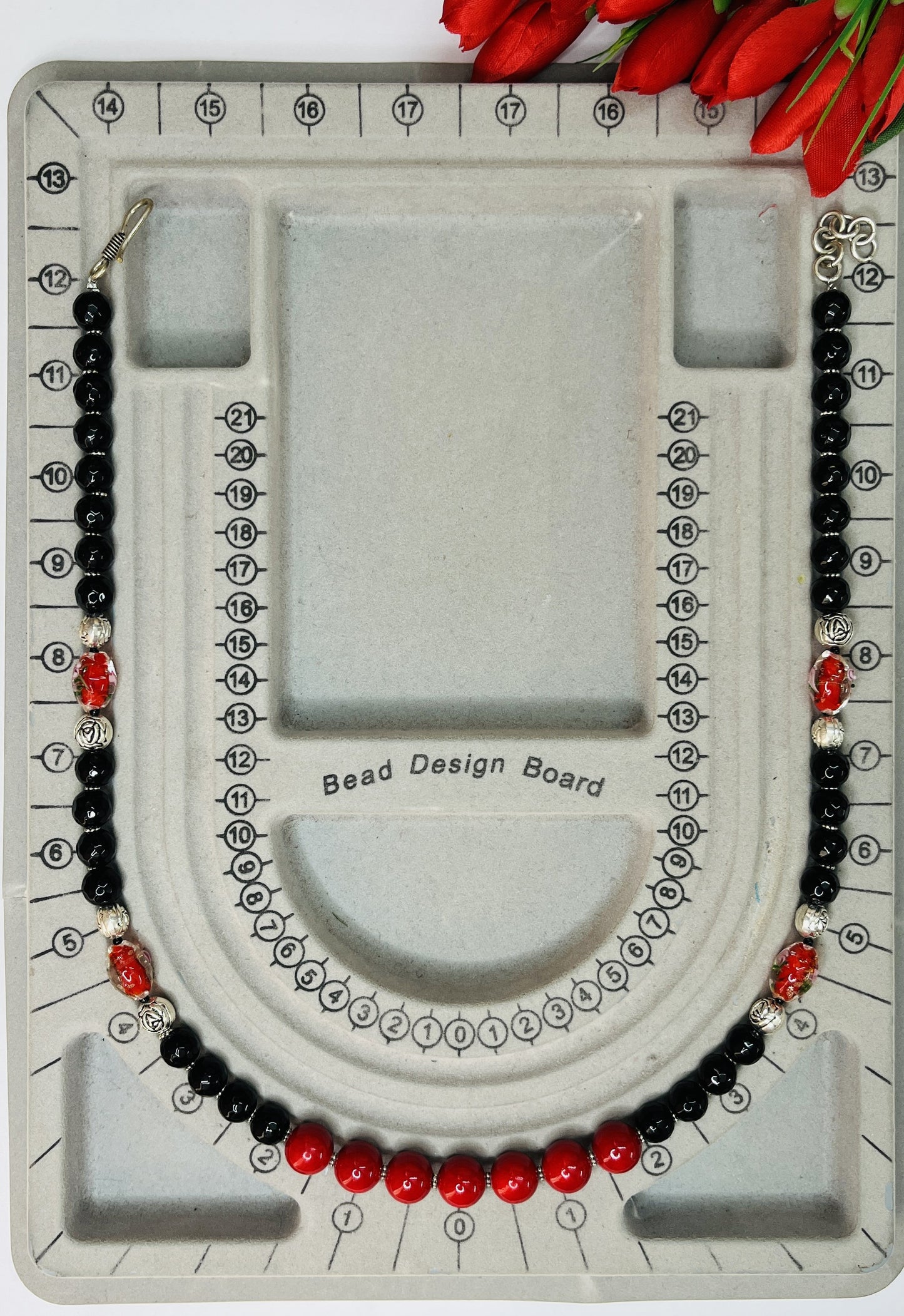 Red-Black Lampwork Necklace Set