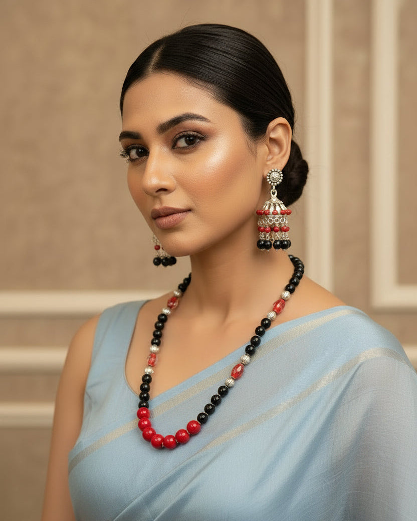 Red-Black Lampwork Necklace Set