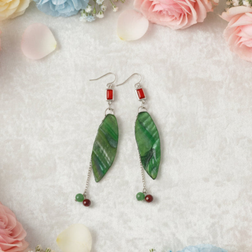 Vanika Leaf Drop Earrings