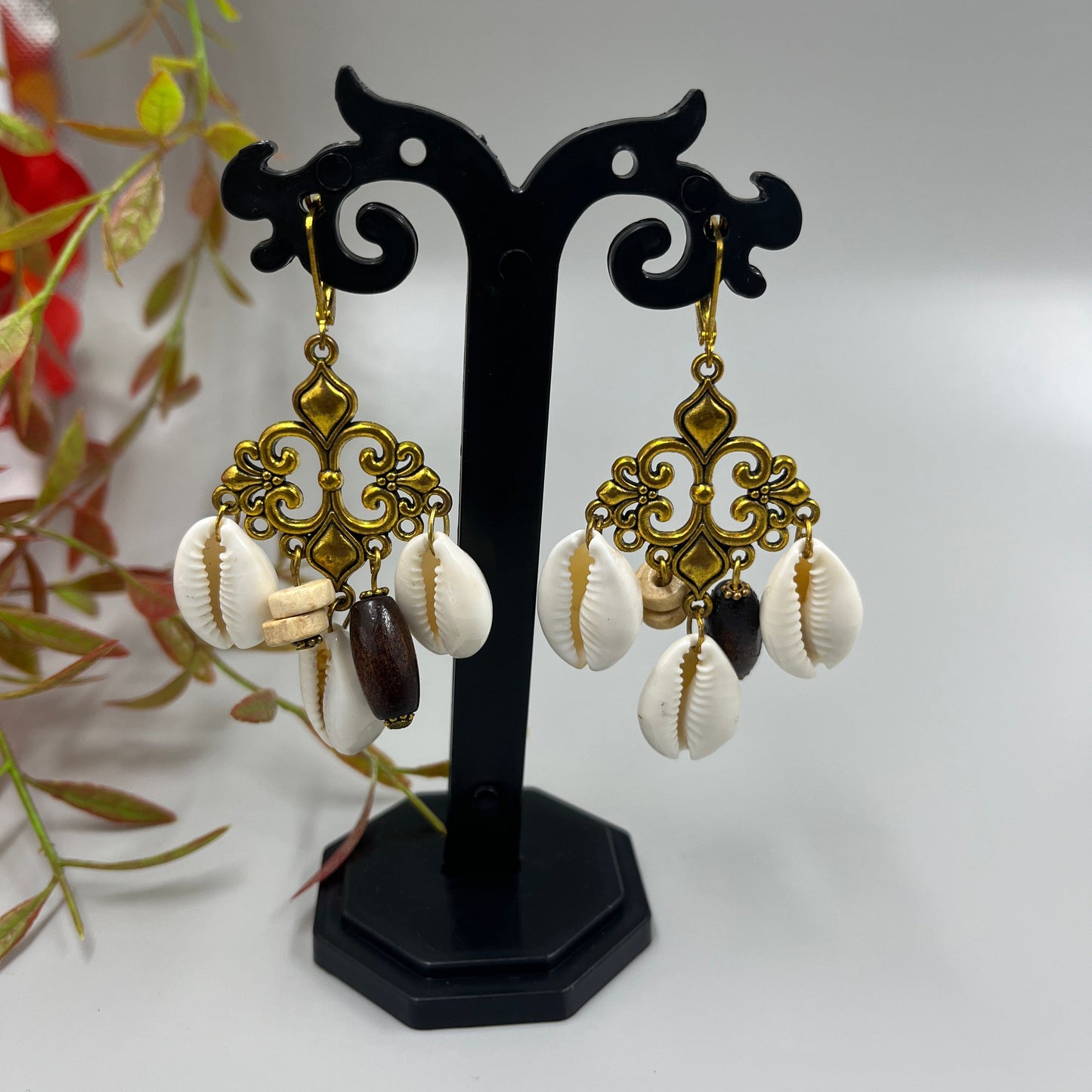 Ivory Shell Charm Drop Earrings