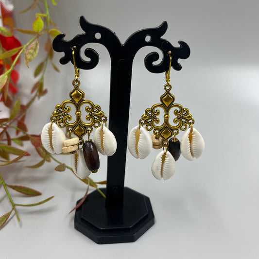 Ivory Shell Charm Drop Earrings
