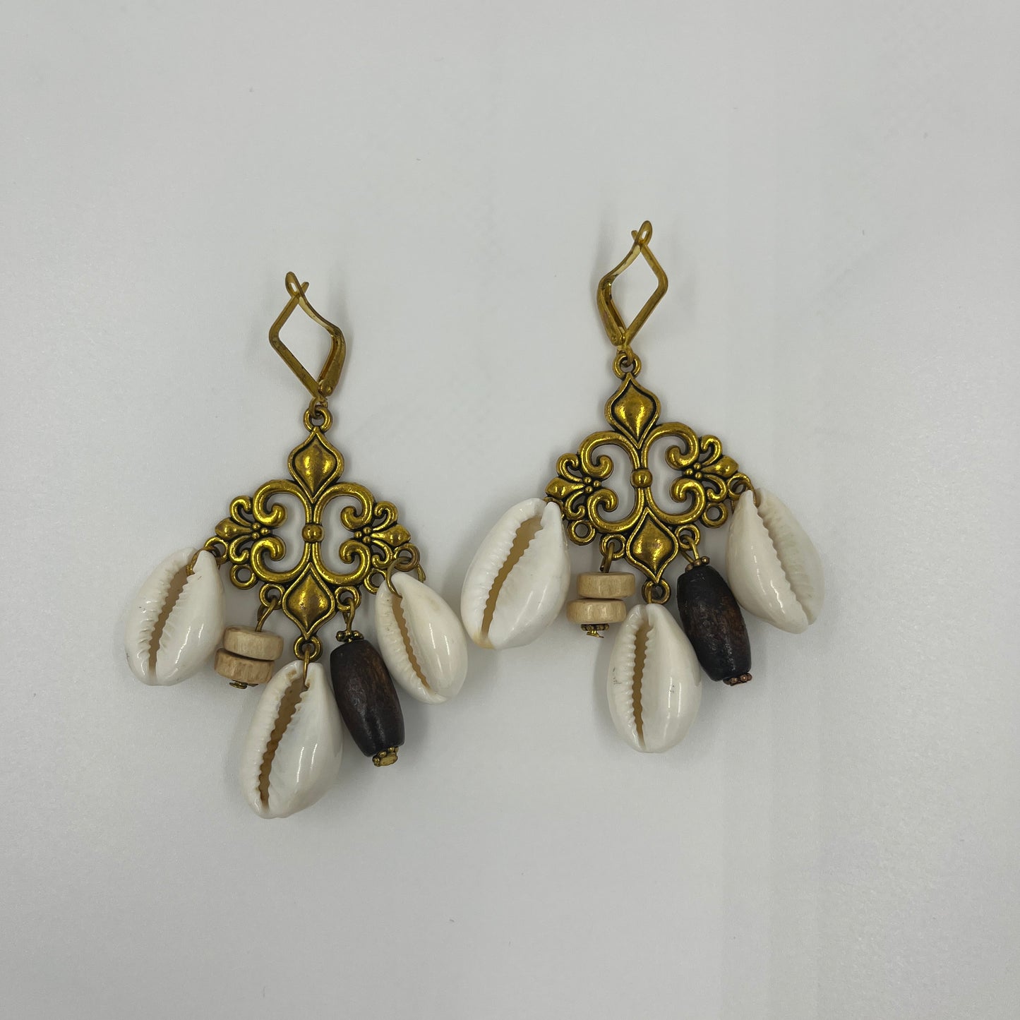 Ivory Shell Charm Drop Earrings