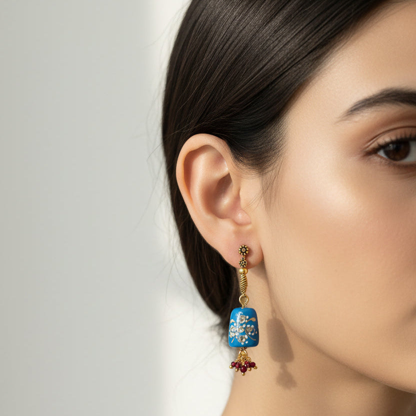 Blue Poise Statement Earrings