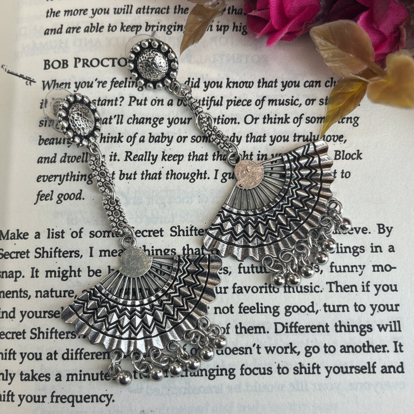 Resonant Fan Long Drop Earrings