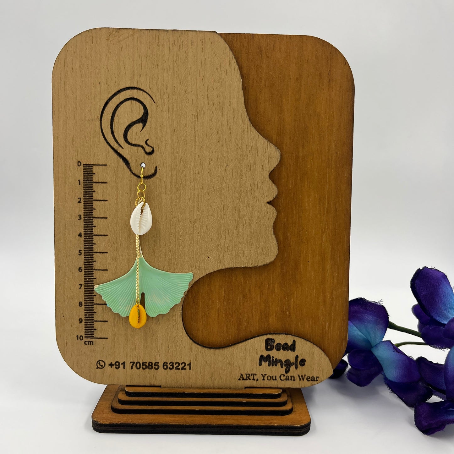 Mint Green Swar Leaf Long Earrings