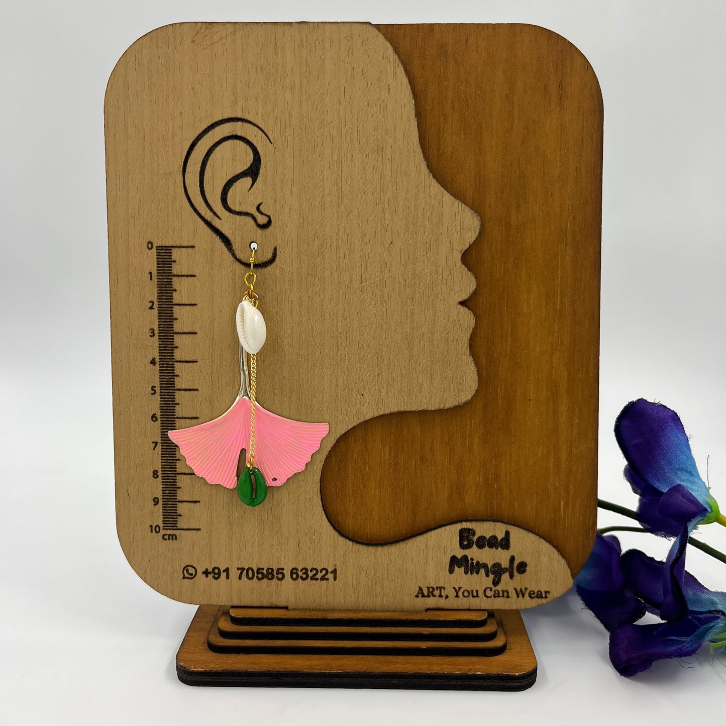 Pink Amara Leaf Long Earrings