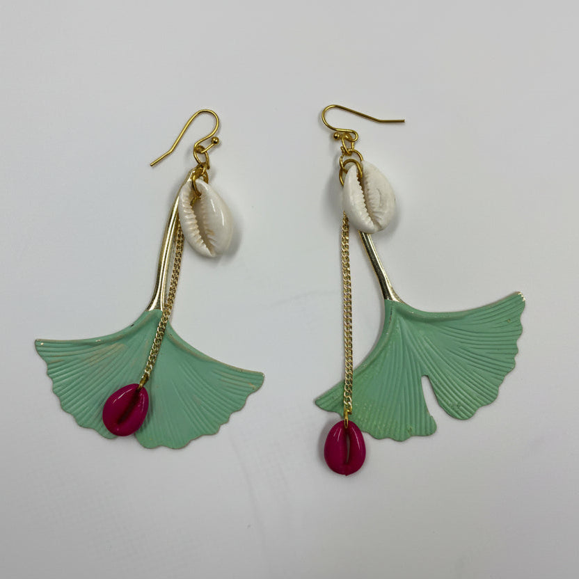 Mint Green Swar Leaf Long Earrings