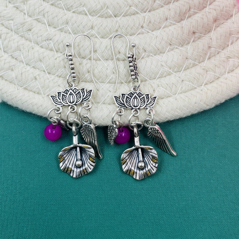 Celestine Lotus Charm Minimal Earrings