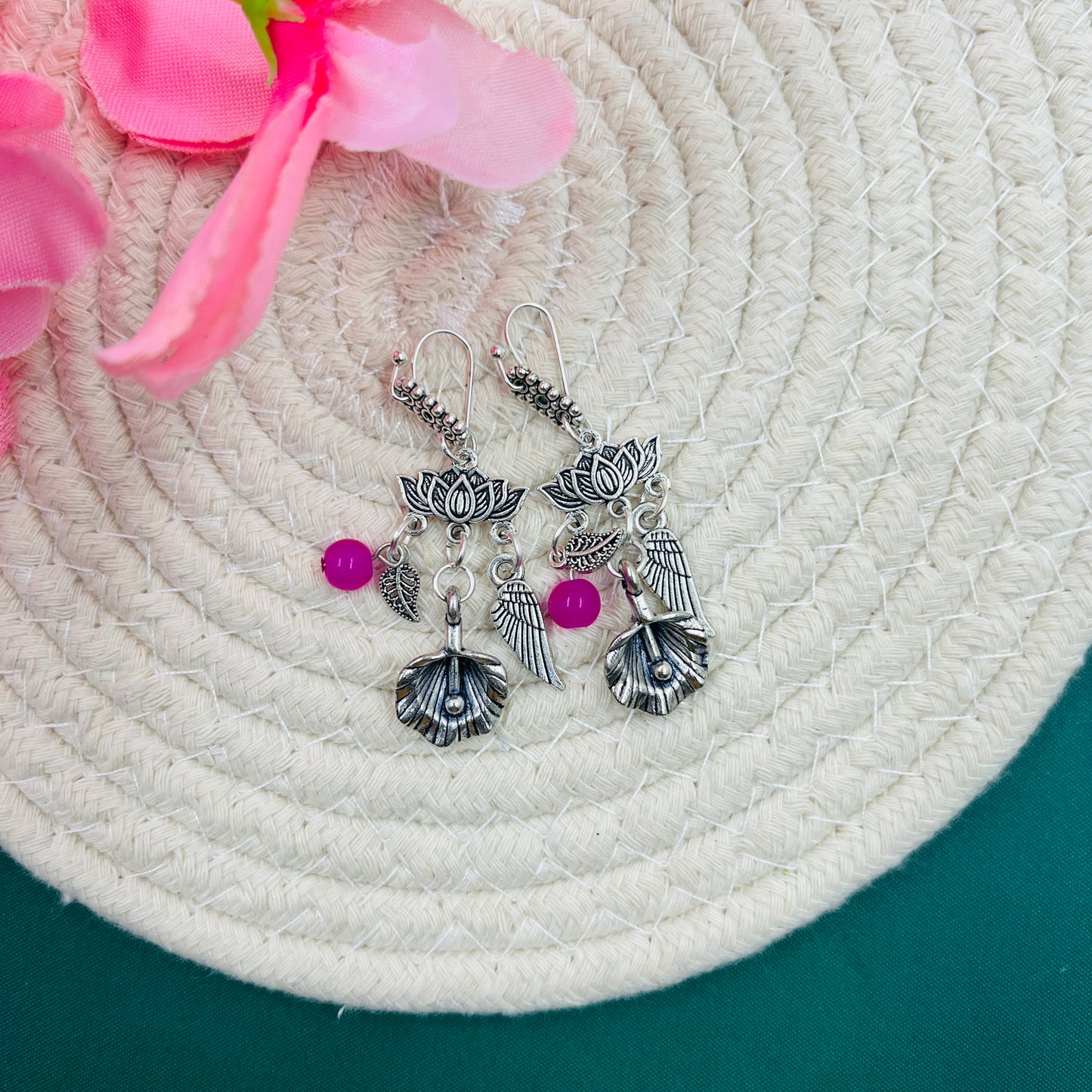 Celestine Lotus Charm Minimal Earrings